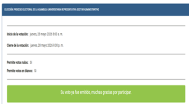 Figura del manual: aviso de voto previamente emitido al reingresar